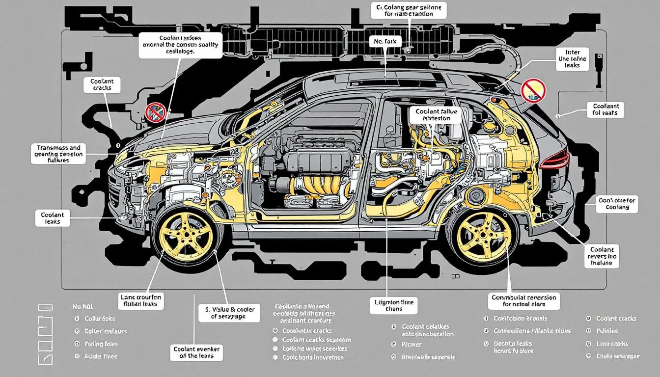 An overview of common Porsche Cayenne problems including transmission issues and coolant leaks.