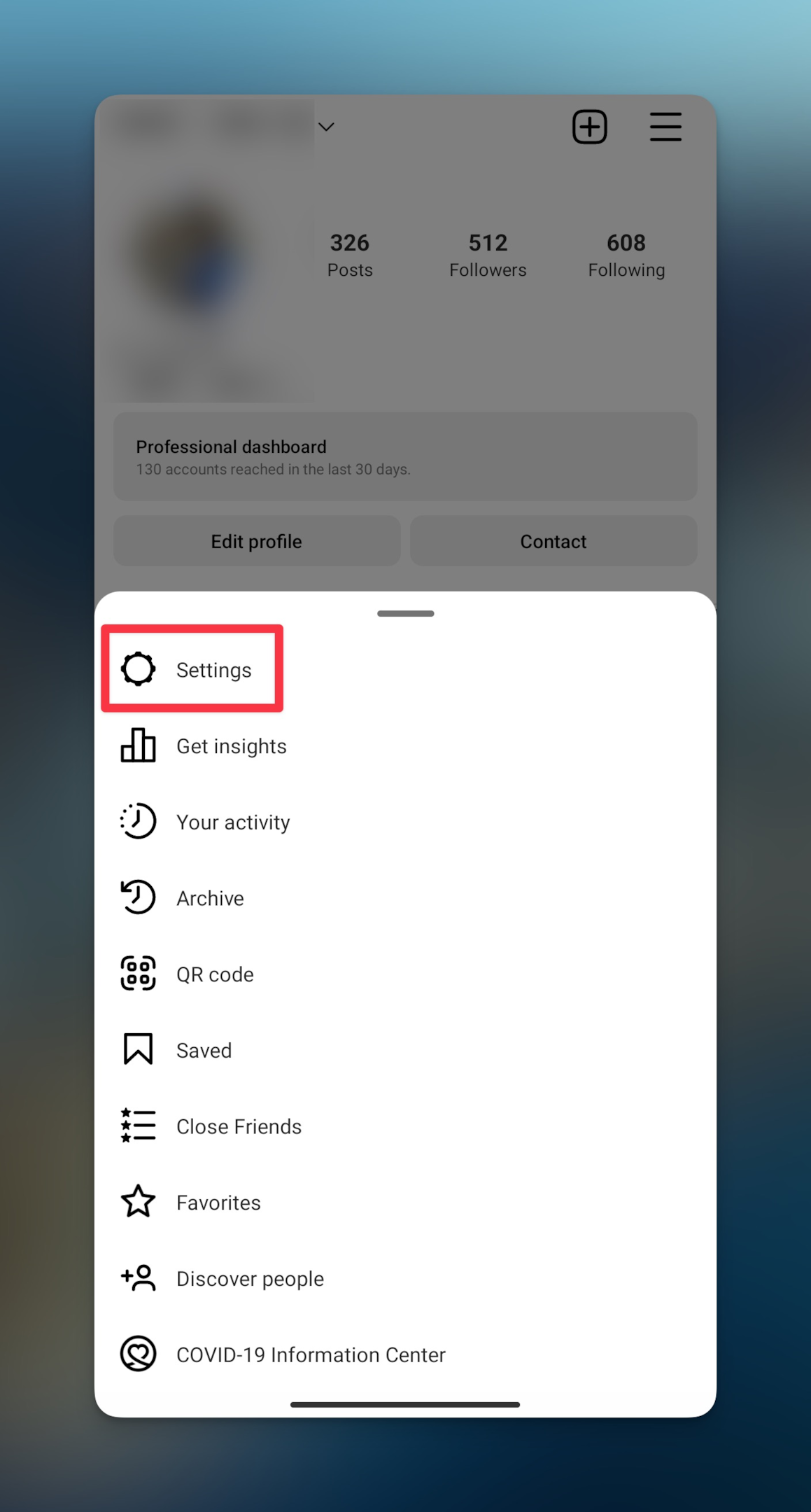 Remote.tools highlighting Settings page on Instagram profile to setup messaging privacy