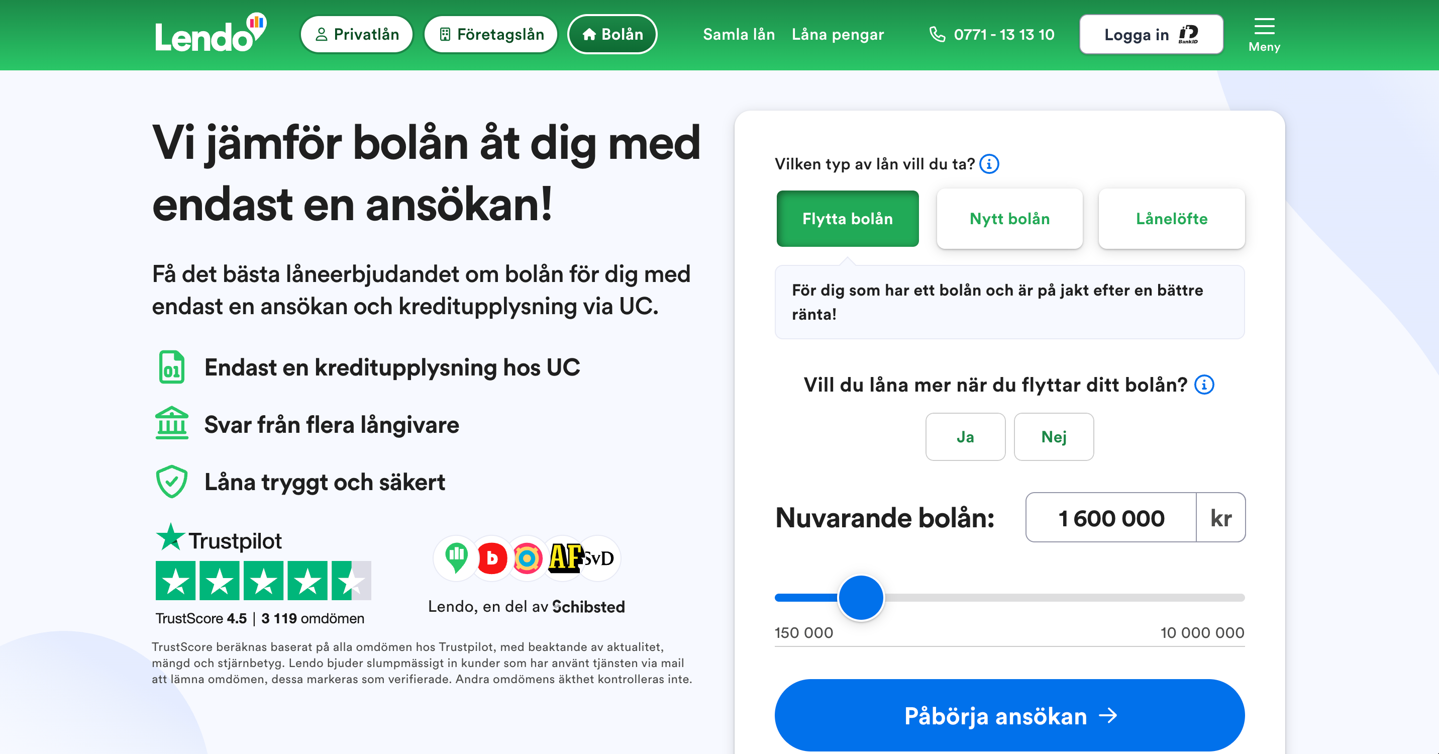 Lendo ansökan bolån