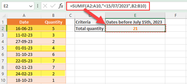 SUMIF - Data type - Dates