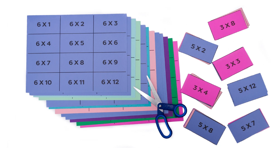 multiplication chart flash cards