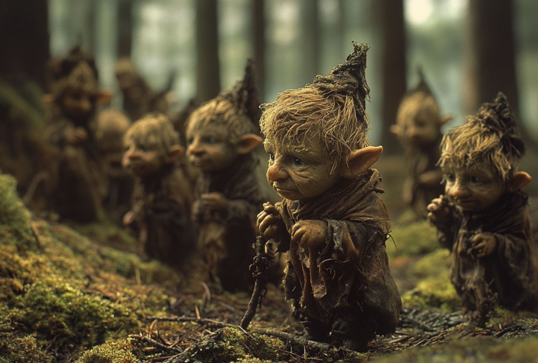 AI generated image of little forest people inspired by jacob grimm that reward good behavior in the forest