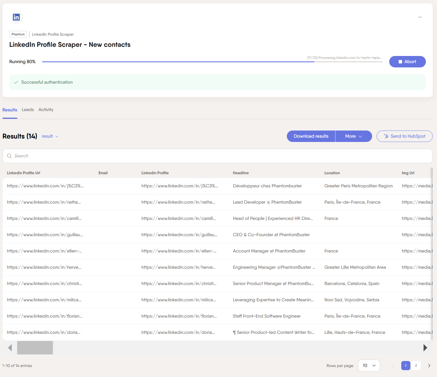 PhantomBuster LinkedIn Search Export automation