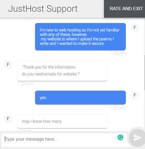 JustHost technical support response follow-up