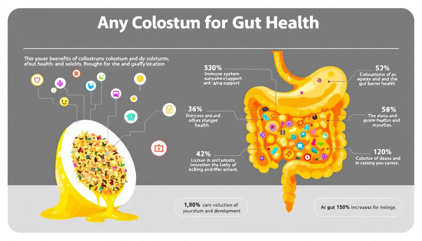 An image showing colostrum promoting gut health and its benefits for the gastrointestinal tract.