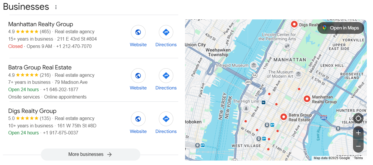 Local SEO for real estate brokers example. 