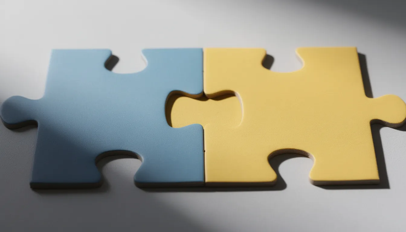 The image depicts two puzzle pieces fitting together perfectly, symbolizing true relationship compatibility between two individuals. This visual representation highlights the importance of shared values and mutual support in creating healthy relationships.