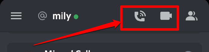 Closeup image of the voice (left) and video call (right) button on the Discord mobile app