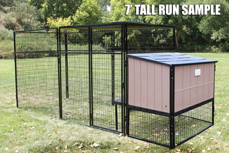 K9 Kennel Castle with Tall Run and Metal Cover