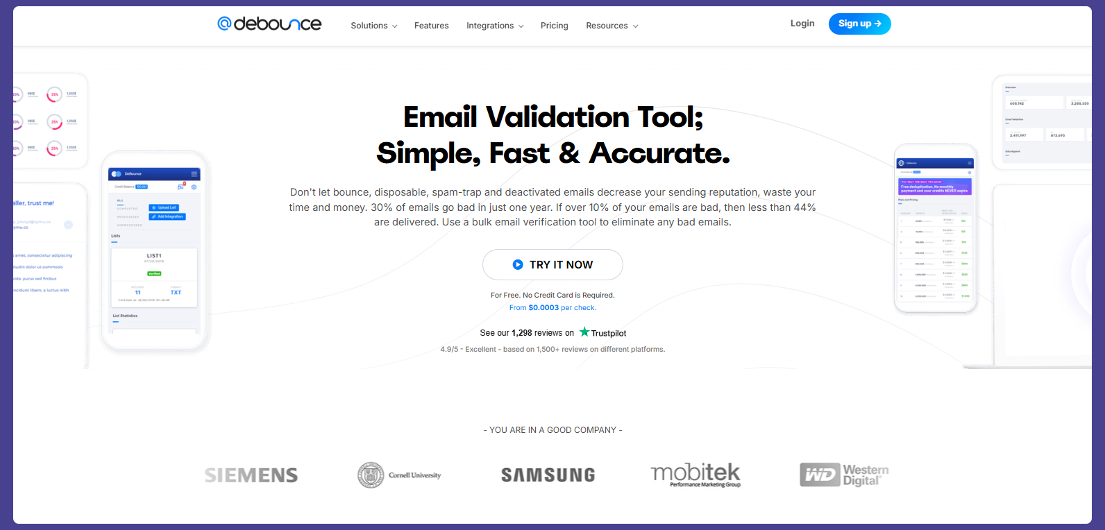 DeBounce email validation tool.