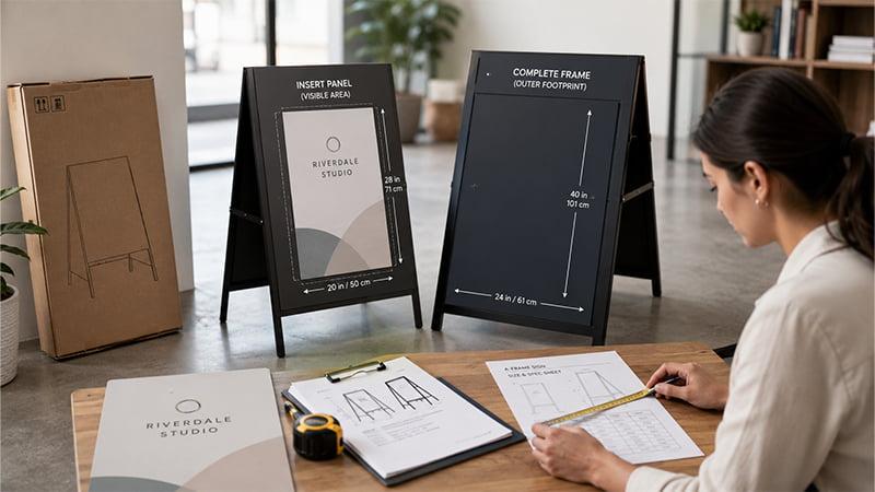 A-frame insert panel and complete frame measured separately during a supplier specification review