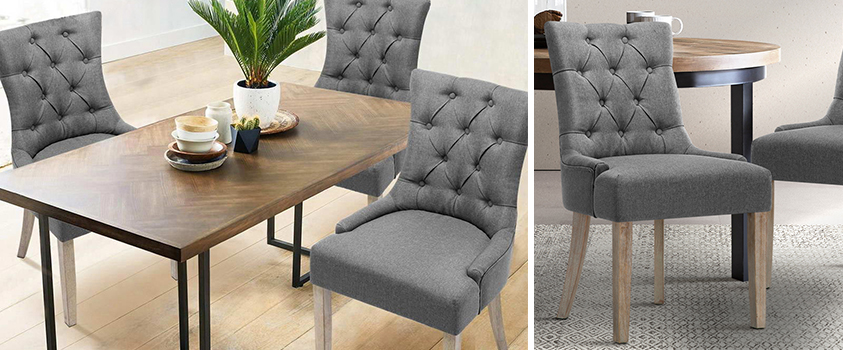 The Artiss Cayes dining chairs are the perfect way to bring the Hamptons style into your dining room, with light wooden legs to contrast charcoal fabric upholstery. The button details pay homage to the signature Hamptons style of relaxed elegance.