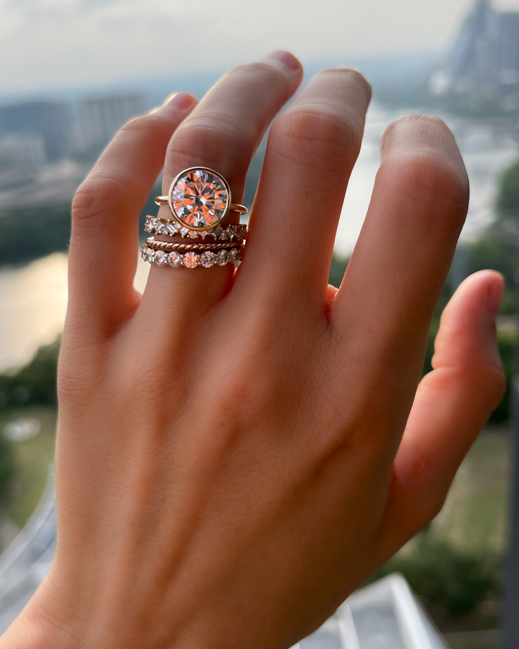 GOODSTONE Penumbra Bezel Set Engagement Ring With Round Cut
