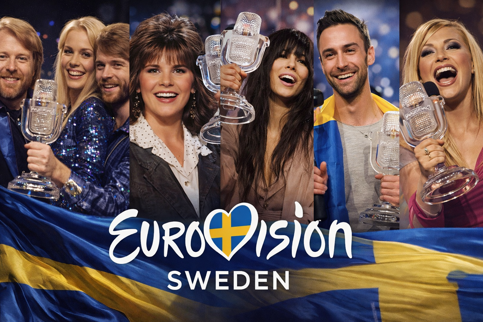 Sveriges Eurovision-vinnare genom tiderna med troféer från Eurovision Song Contest – Sverige är ett av de mest framgångsrika länderna i tävlingen.