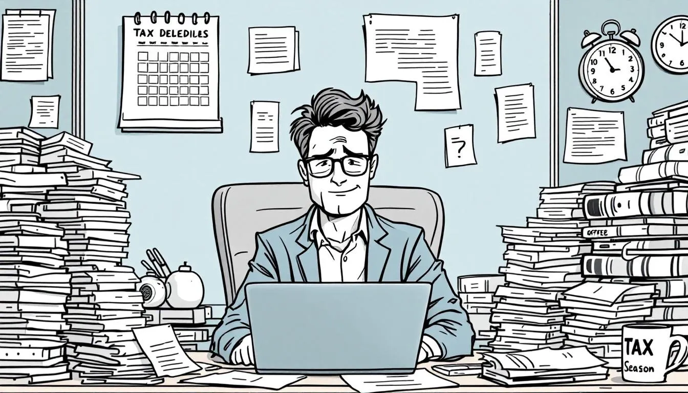 Preparing for tax season with organized financial records.