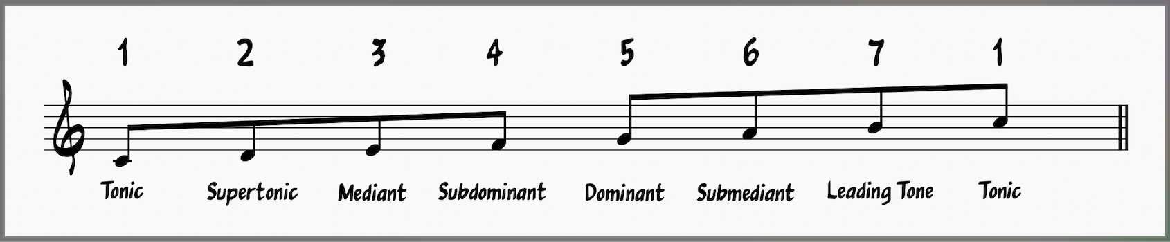 Scale degree names for the C major scae