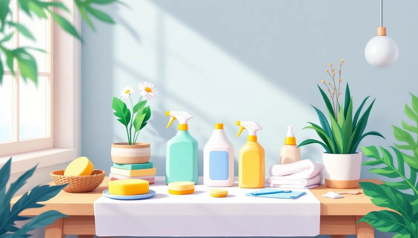 Eco-friendly cleaning products used for specialized move out cleaning services.
