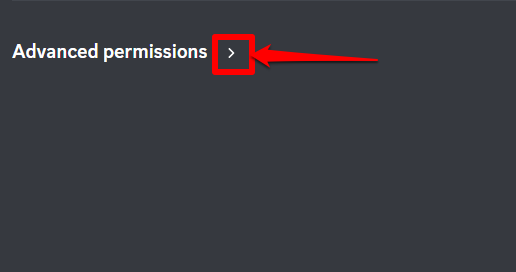 The advanced permission section on Discord