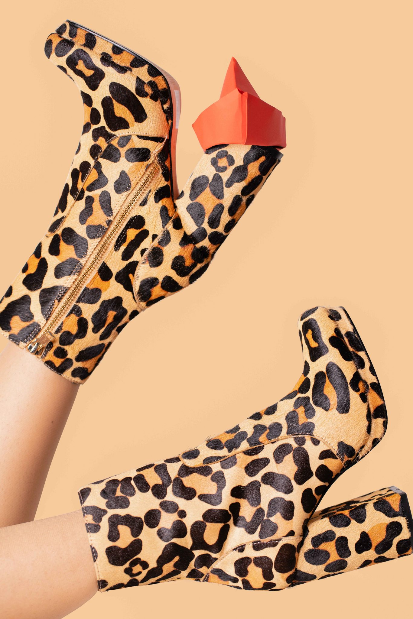 Commercial photo of leopard print boots
