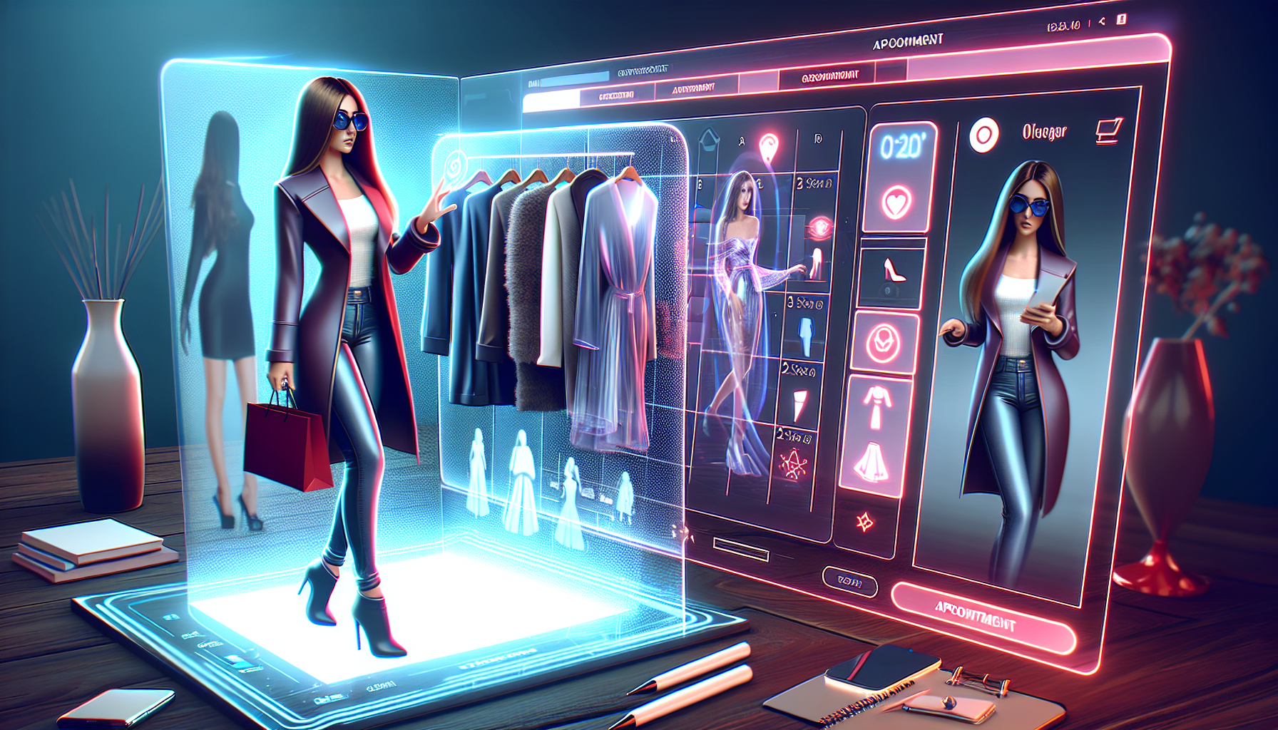 luxury Personal Shopping 4 Illustration of virtual styling services and flexible appointment scheduling