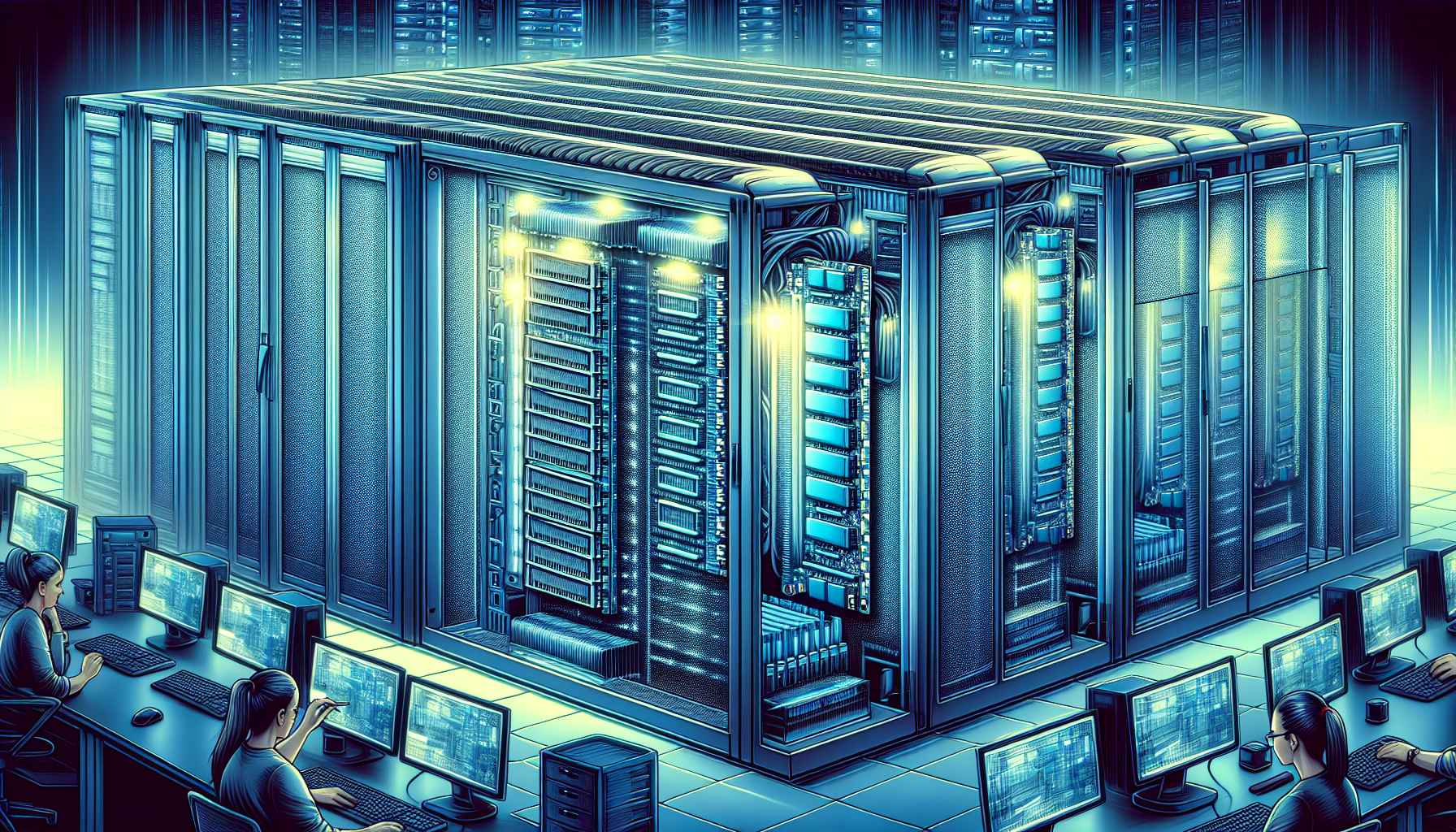 Illustration of data center servers