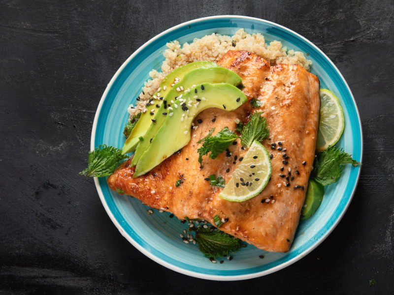 Avocado Lime Salmon with Quinoa 