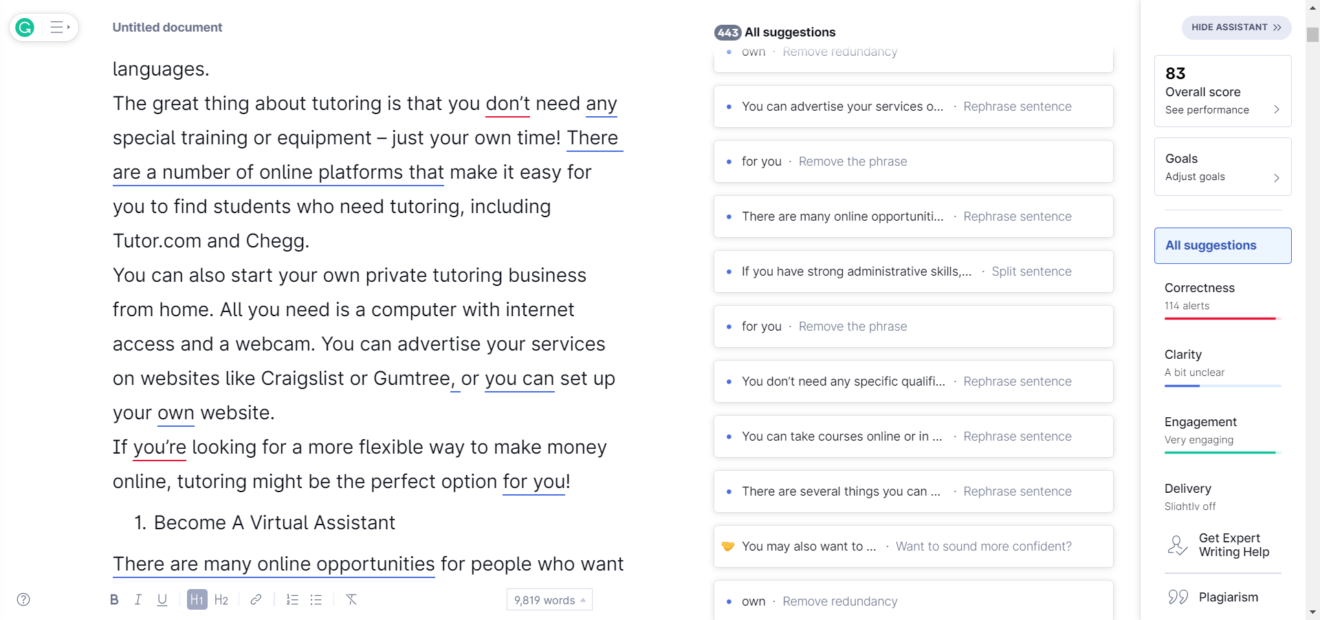 Edit and proofread yoru blog post with Grammarly