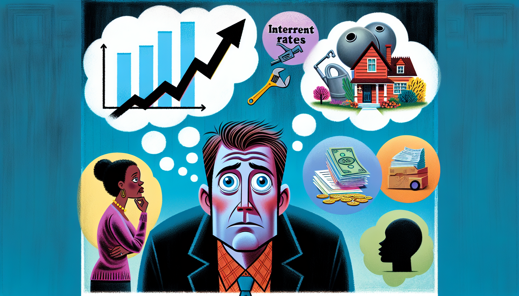 An illustration showing potential drawbacks of a HELOC, such as rising interest rates.