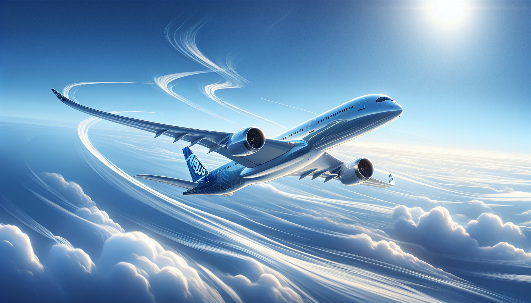 An illustration of the Airbus A350 aircraft showcasing its sleek design and modern features.