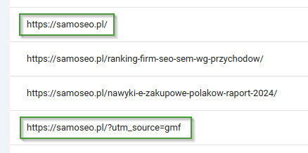 Zastosowanie parametru UTM w Google Search Console.