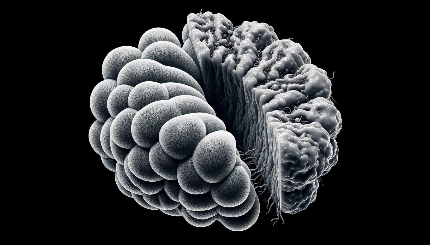 Illustration of colon cancer cells dividing and mutating