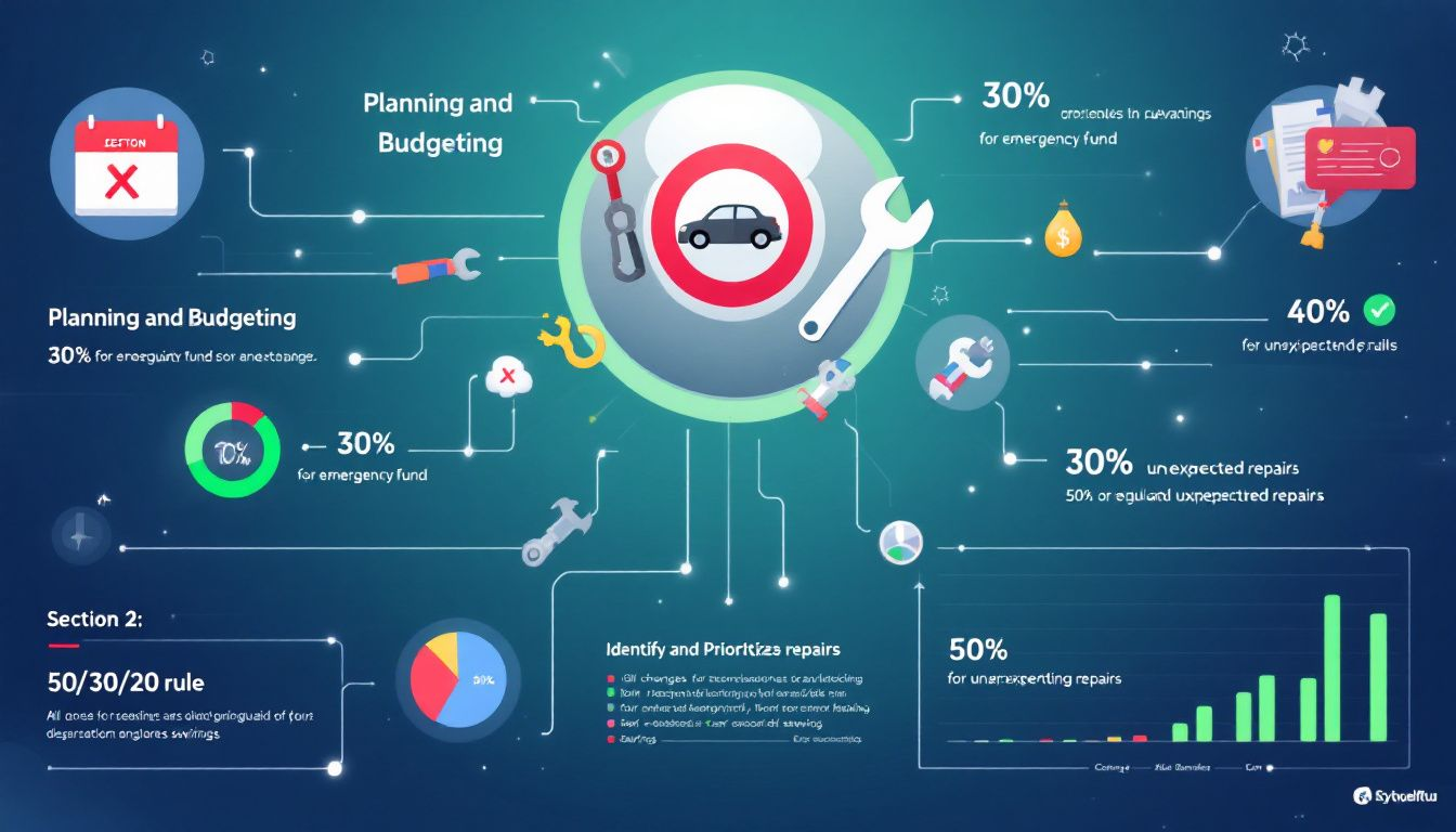 A visual guide on how to pay for car repairs, including budgeting tips.