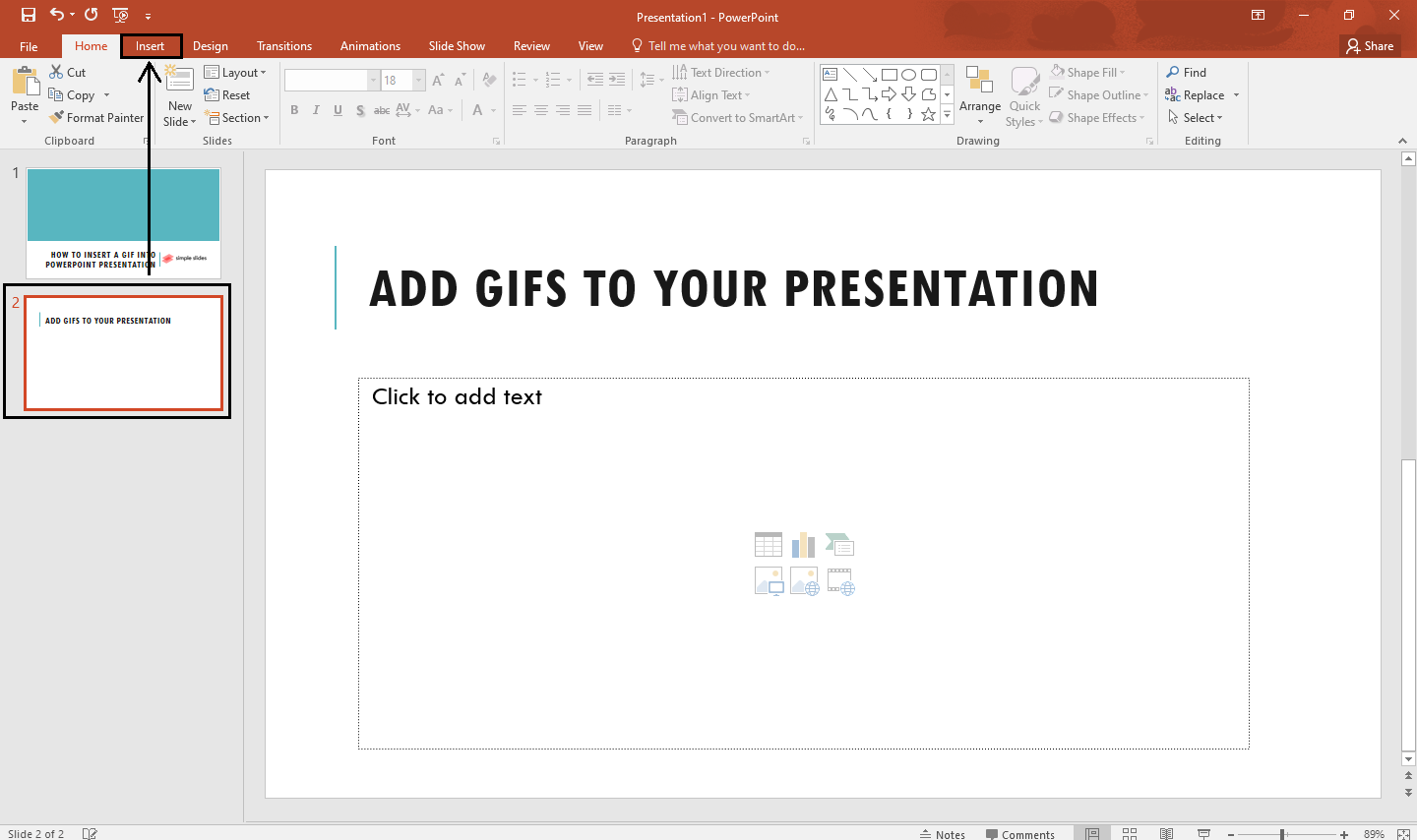 How to Insert Embed GIFs in a PowerPoint Presentation - Tutorial