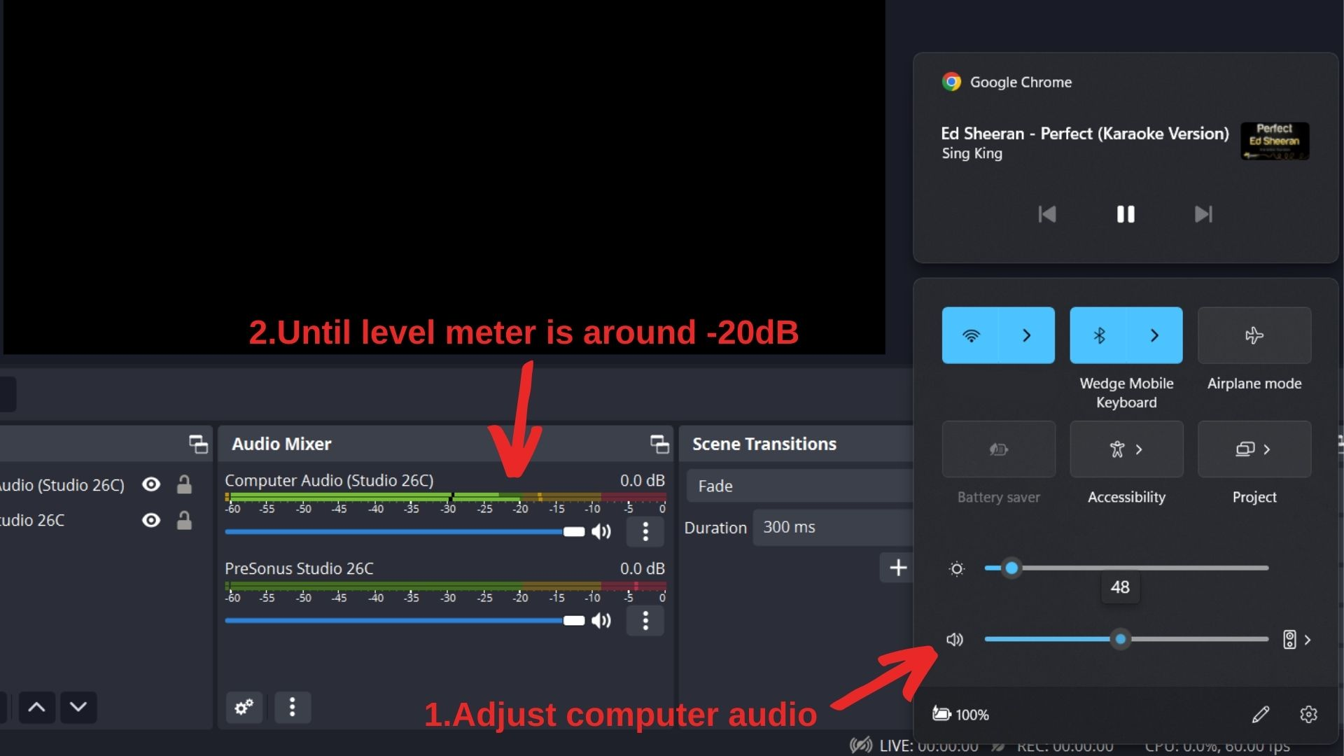 Adjust volume level for output