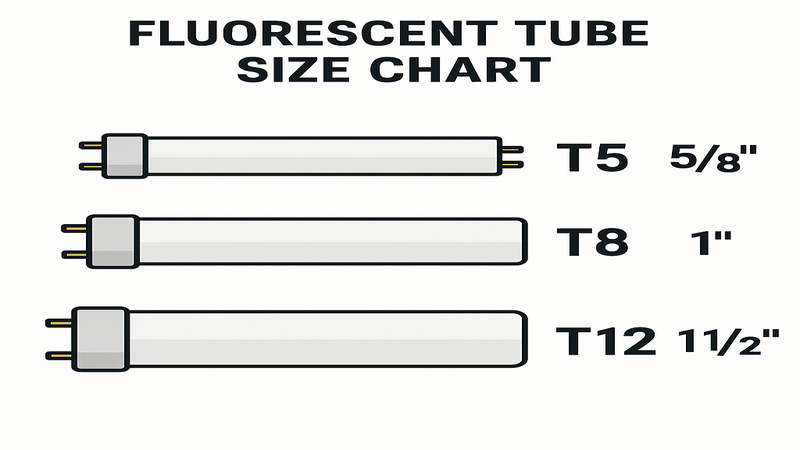 Fluorscent tube size comparison chart