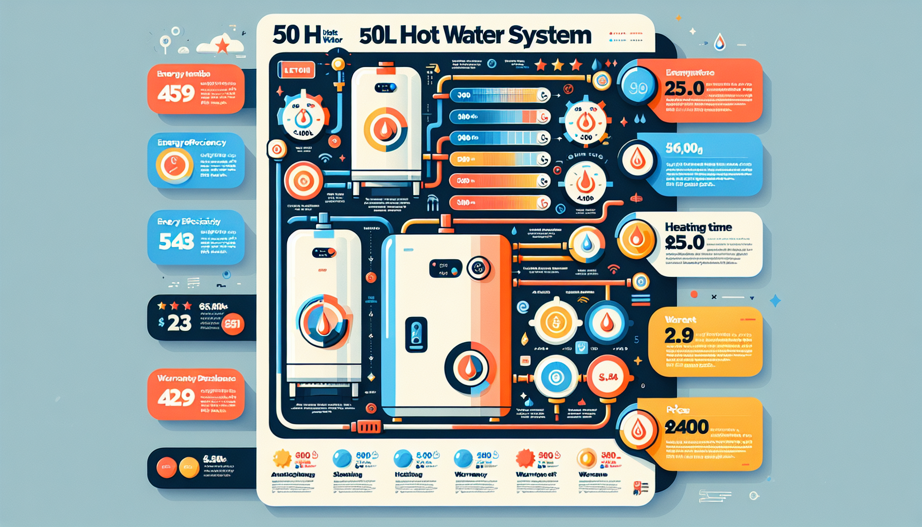 An infographic comparing different leading 50L hot water systems.