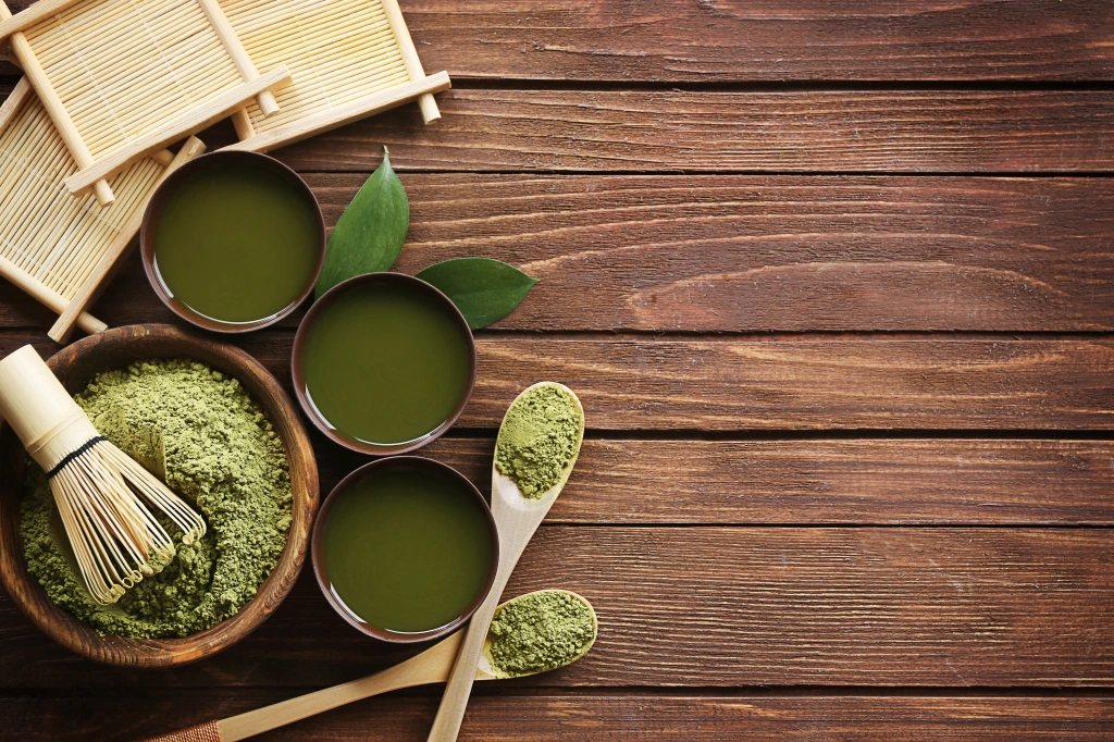 Traditionally-prepared matcha with tea whisk