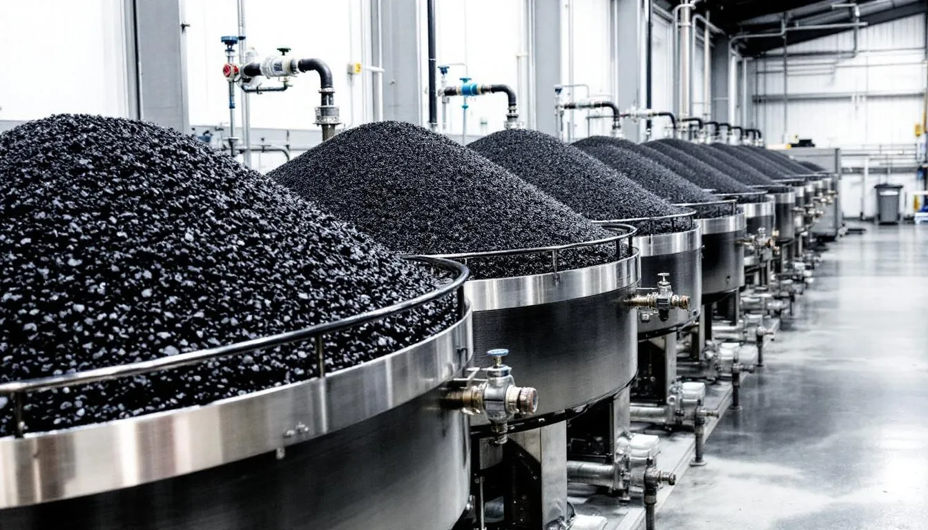 A water treatment facility featuring an activated carbon filtration system is depicted, designed to ensure water safety by removing hazardous substances, including harmful PFAS chemicals. This facility plays a crucial role in protecting human health and minimizing environmental risks associated with contaminated drinking water.