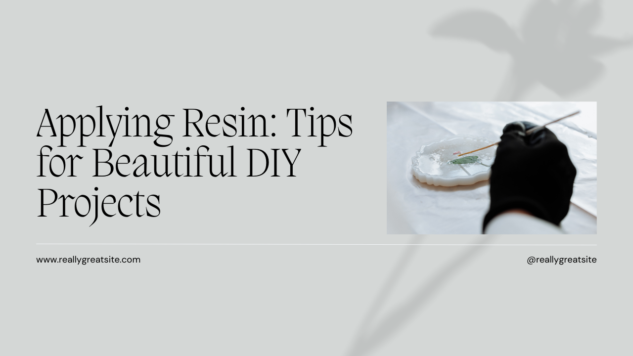 “Clean and modern resin art header in pastel pinks with overlay text ‘Applying Resin’ for DIY tutorials”