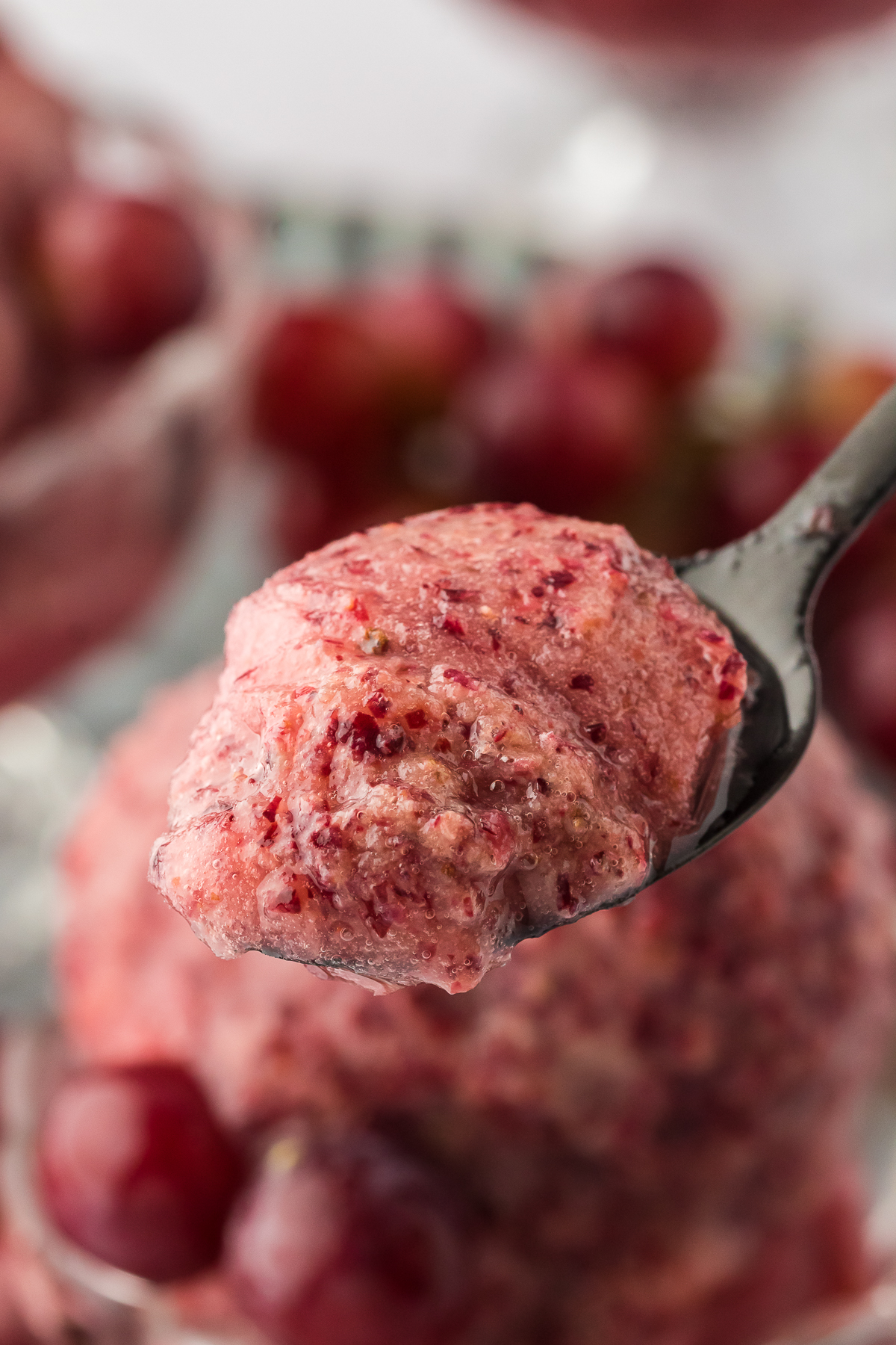 spoonful of red grape sorbet