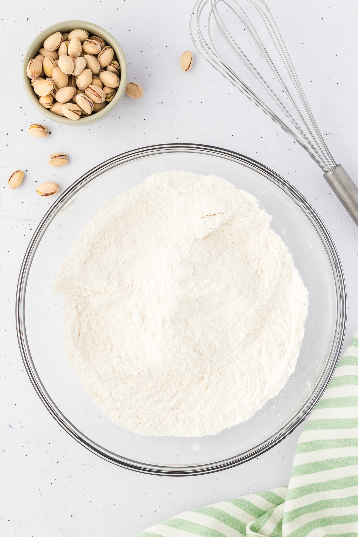 pistachio bread dry ingredients in bowl