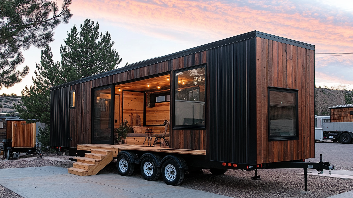 Custom built tiny house under construction showing building site details and delivery preparation. Information about tiny home purchase versus build options with focus on financing and price considerations.