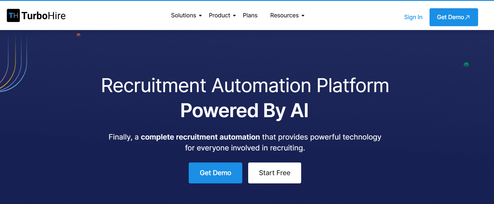 TurboHire's website for a recruitment automation platform