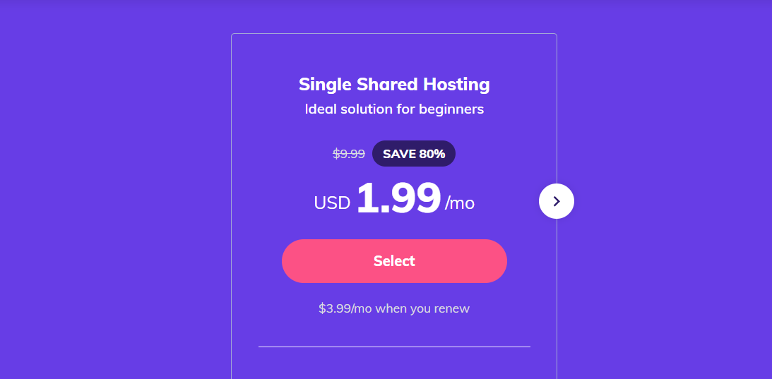 Single Shared Hosting Price