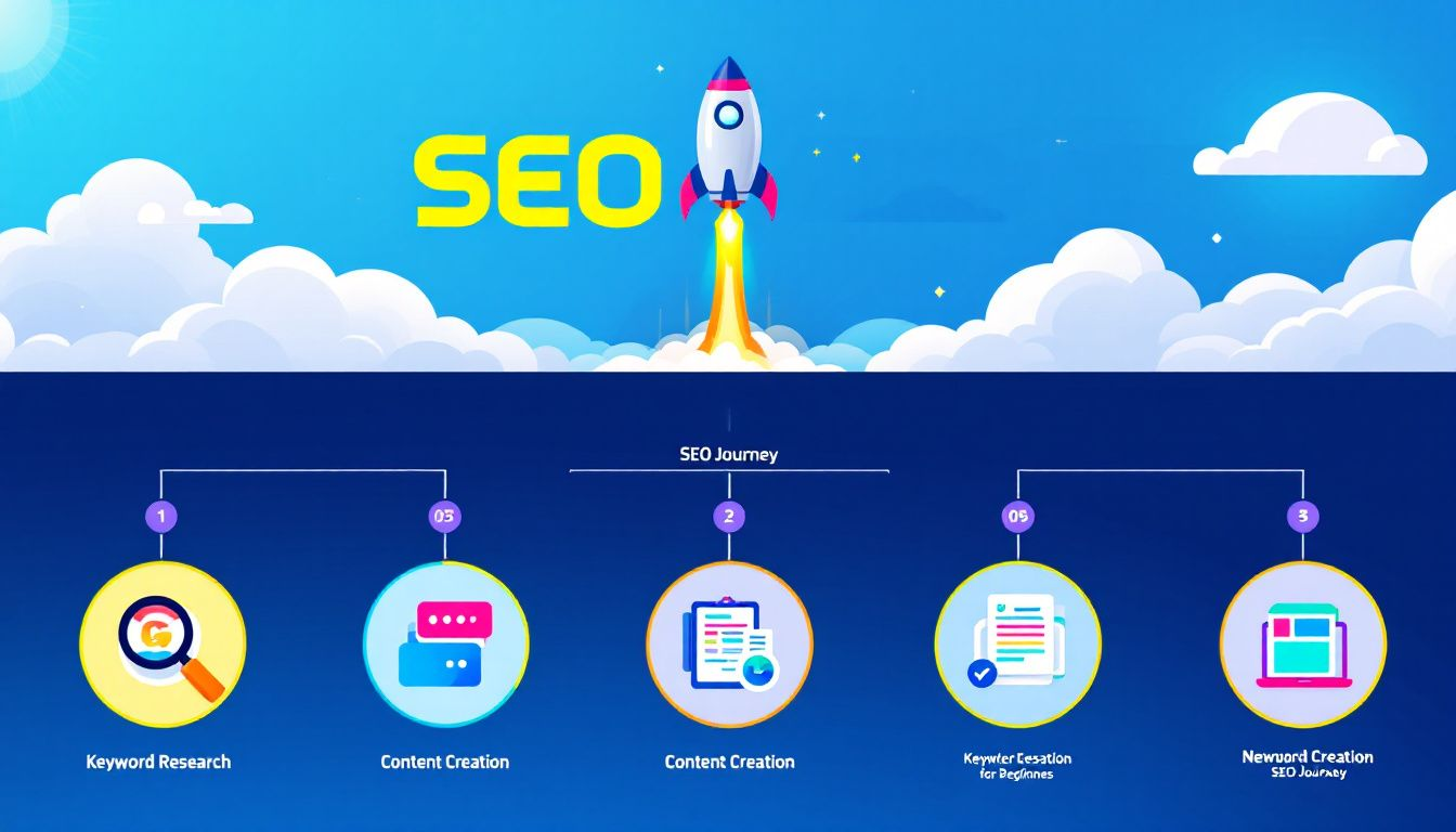 A roadmap illustrating the SEO journey for beginners in 2025.