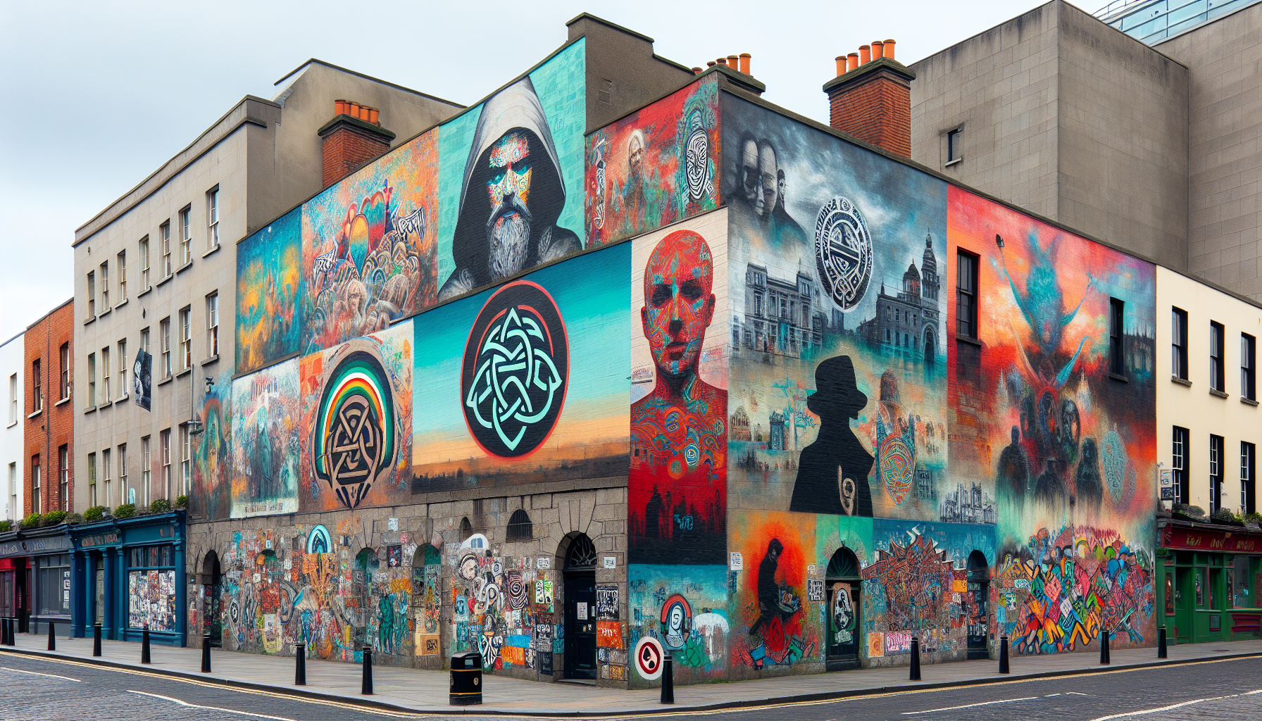 Colorful street art in Dublin city center