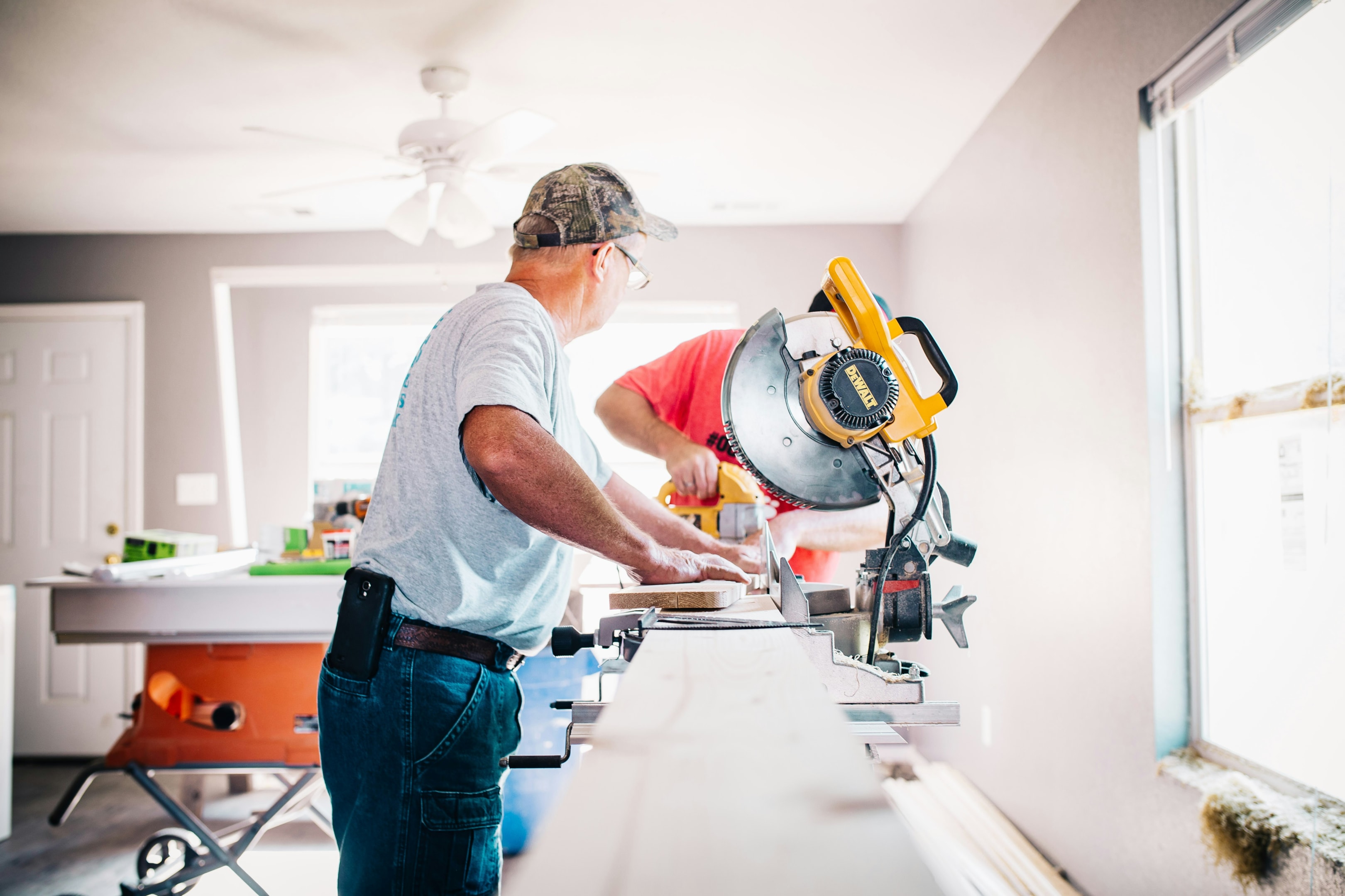 Real estate contractor works on projects for house renovation.