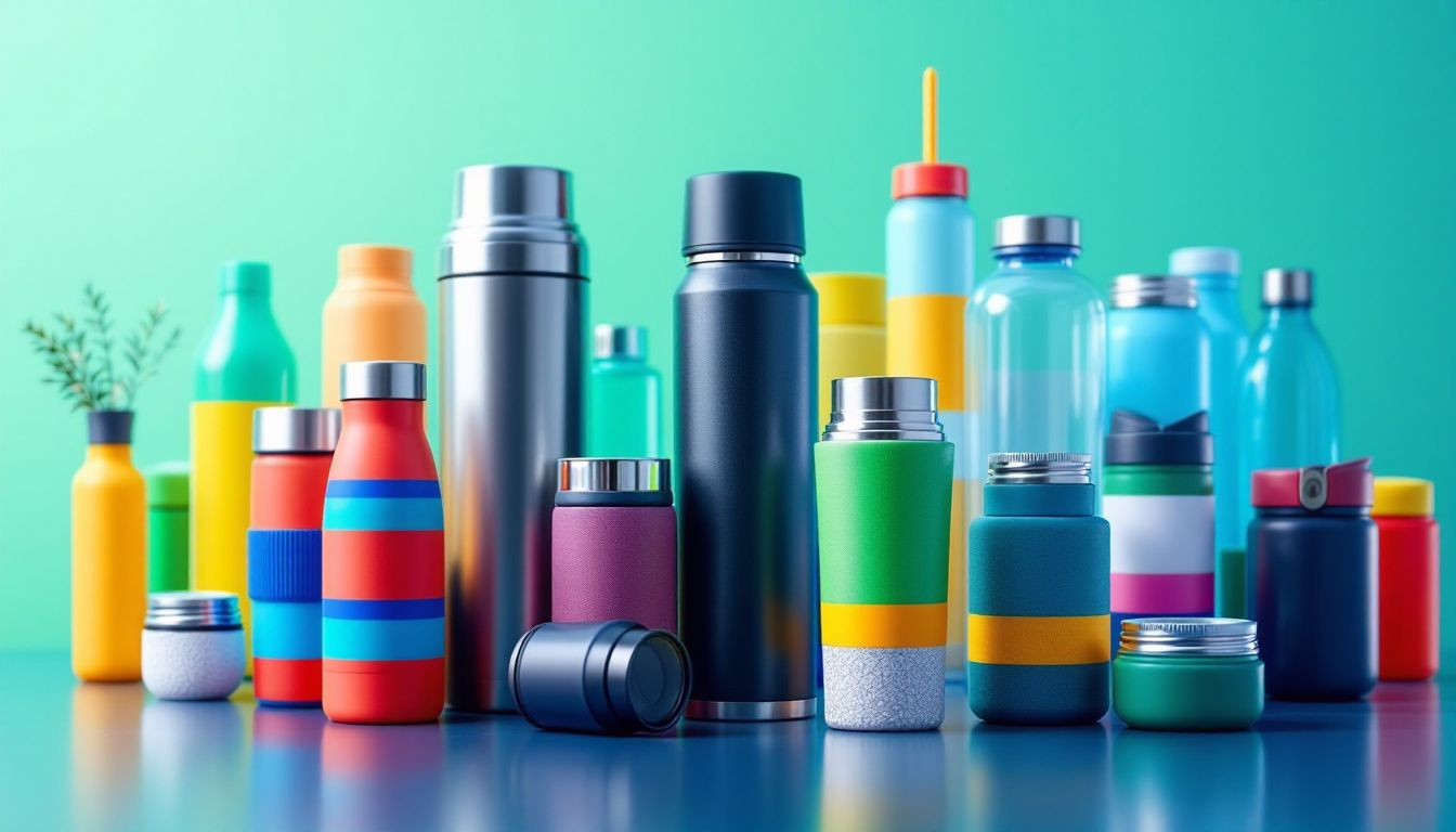 A selection of different thermoses, including a nice thermos and plastic ones.