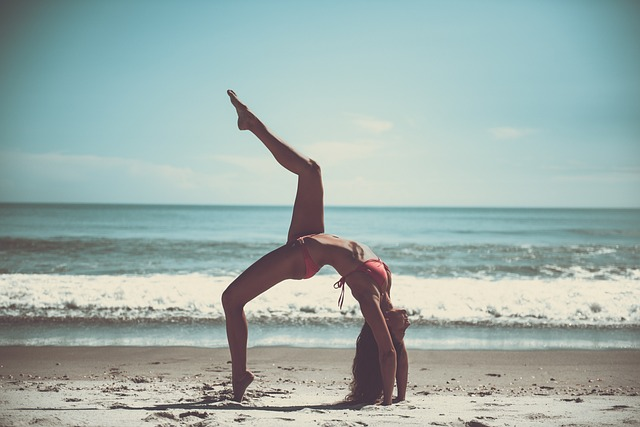 beach, yoga, athlete