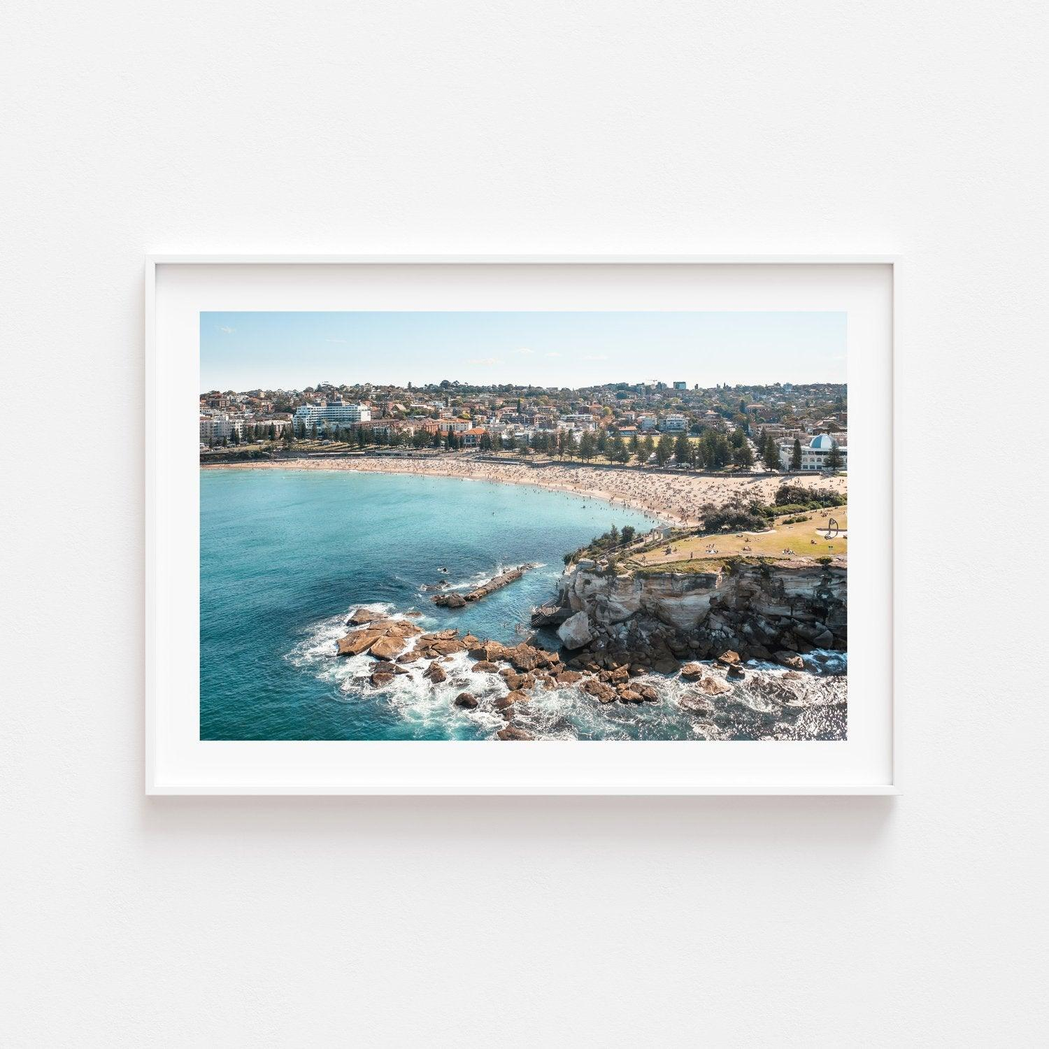 Coogee Beach Artwork in a White Frame
